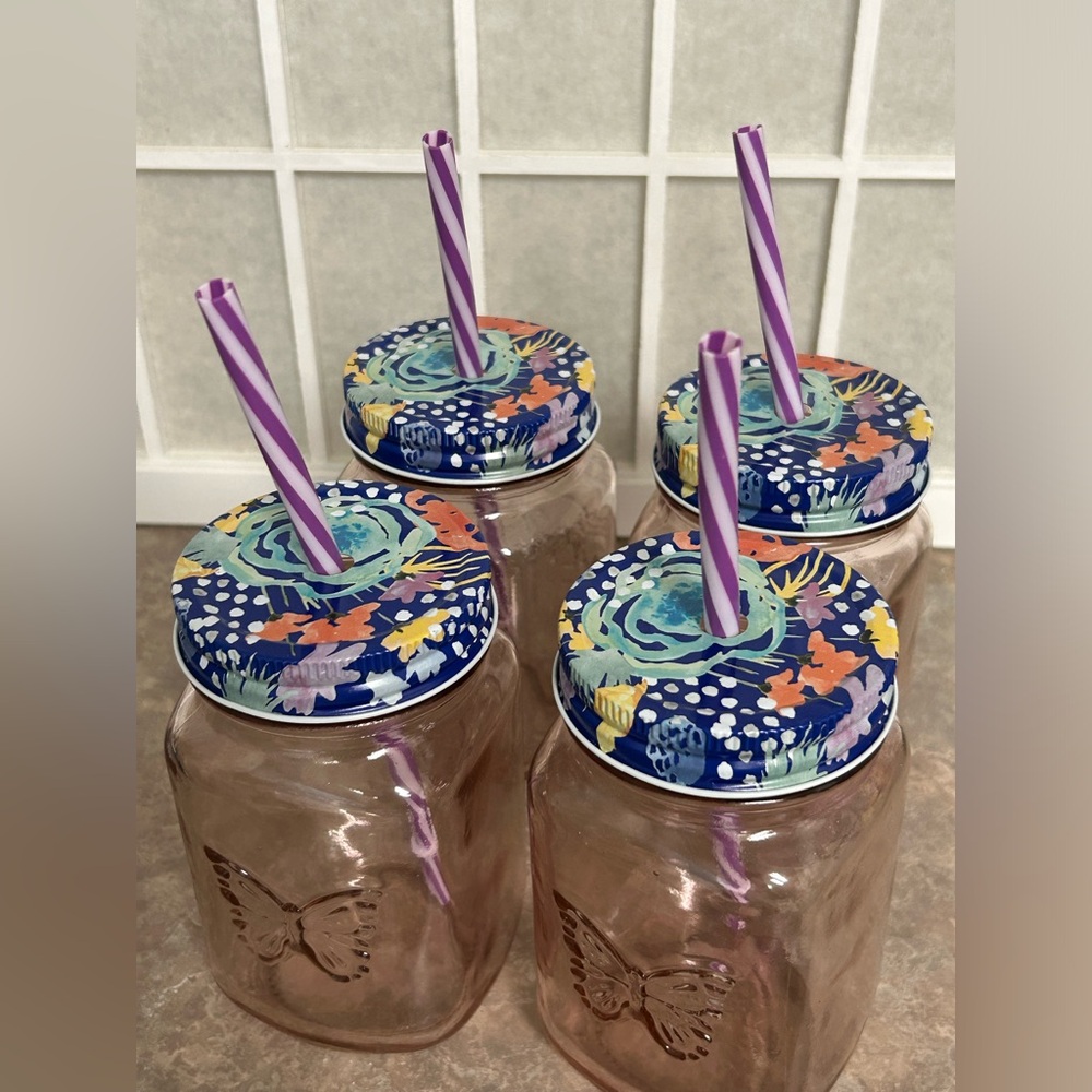 The Pioneer Woman Rosewater Mason Jar Drinking Glasses